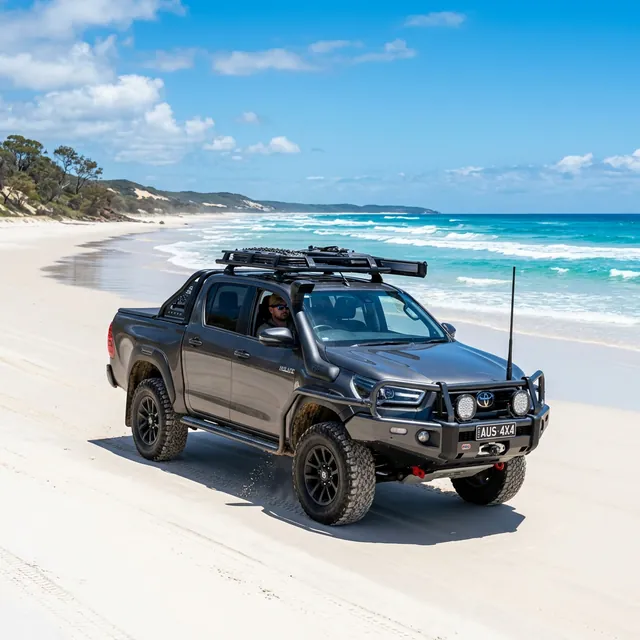 Toyota Hilux 4WD parked on an Australian beach